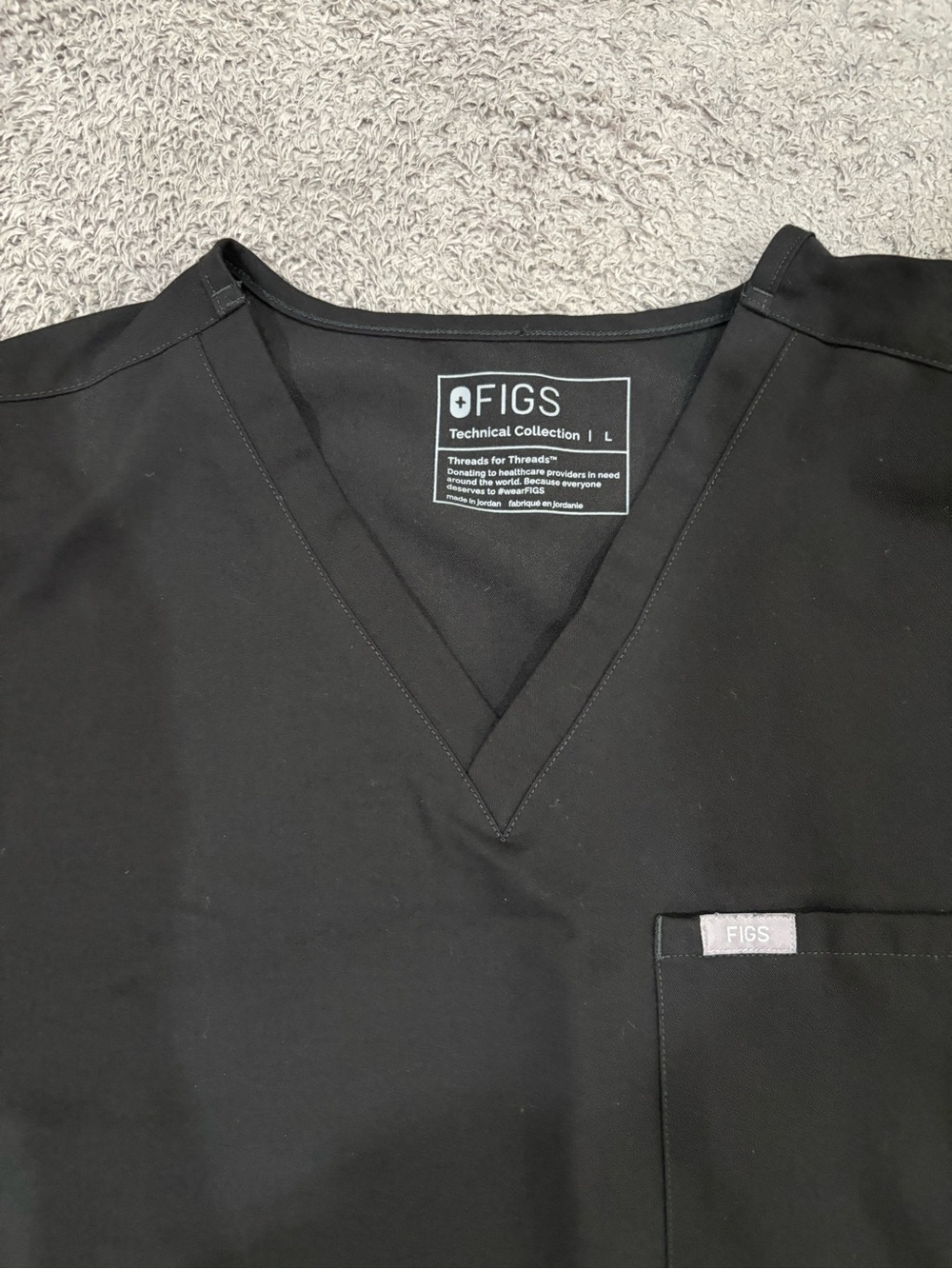 Large FIGS Black Scrub Set